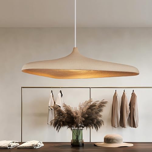 Pendelleuchte Wabi-Sabi Nordisch Stil Hängeleuchte Polystyrol Propylen Pendellampe E27 Esstisch Höhenverstellbar Kreative Hängelampe Schlafzimmer Wohnzimmer Esszimmer Deckenleuchte Beige(80cm) von JMrider