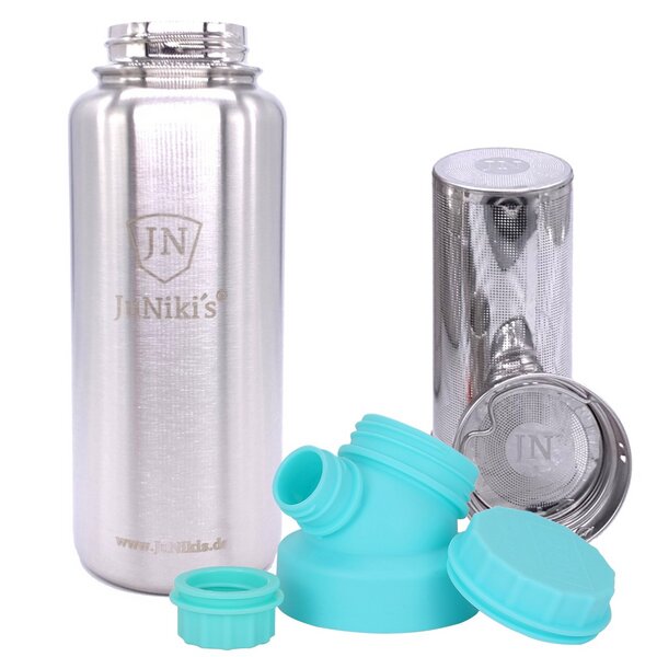 JN JuNiki's JuNiki's isolierte Edelstahl Trinkflasche 1 Liter + Teefilter von JN JuNiki's