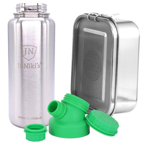JN JuNiki's Set "Blume des Lebens": Lunchbox + 1 Liter isolierte Edelstahltrinkflasche von JN JuNiki's