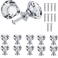 10 Stk Schrankknöpfe Kristall, Kristallknöpfe Diamant, Kristallglas Moebelknopf Schublade Schrank mit Schraube für Kommode, Schränke, Küche - 30mm von JN.SONGS