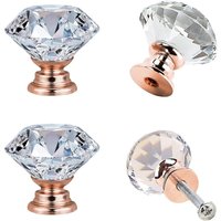 10 Stk Schrankknöpfe Kristall, Kristallknöpfe Diamant, Kristallglas Moebelknopf Schublade Schrank mit Schraube für Kommode, Schränke, Küche - 30mm von JN.SONGS