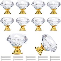 10 Stk Schrankknöpfe Kristall, Kristallknöpfe Diamant, Kristallglas Moebelknopf Schublade Schrank mit Schraube für Kommode, Schränke, Küche - 30mm von JN.SONGS