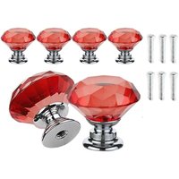 10 Stk Schrankknöpfe Kristall, Kristallknöpfe Diamant, Kristallglas Moebelknopf Schublade Schrank mit Schraube für Kommode, Schränke, Küche - 40mm Rot von JN.SONGS