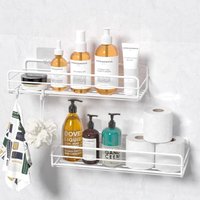 2 Duschablage Ohne Bohren, Edelstahl Badregal, Badezimmer Organizer für Badezimmer Shampoo Duschgel - Weiß von JN.SONGS