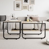 2er Set Couchtisch, Marmor Furnier Couchtische für Wohnzimmer, Schlafzimmer Beige von JN.SONGS