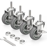 4er Lenkrollen Rollen für Möbel, Drehbar Möbelrollen mit Gewindestange und Bremsen 75mm bis 120KG M10 x 1,5 x 30 mm von JN.SONGS