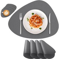 4er Set Tischsets Leder und Untersetzer, Platzsets Abwischbar, Platzset Hitzebeständig Doppelseitigen - Grün von JN.SONGS