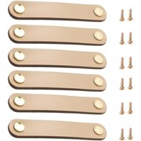 6Stück Ledergriffe Für Möbel, Möbelknöpfe Leder, Ledergriff für Schränke mit Schrauben für Schränke, Kommoden, Badezimmer, Beige 96mm von JN.SONGS