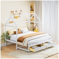 Ausziehbares Kinderbett, Schlafsofa mit Schubladen und Lattenrost 90x180 x 190 cm - Weiß von JN.SONGS