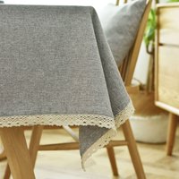 Tischdecke Rechteckige Leinenoptik Streifen Quaste Tischtuch Abwischbar Ölbeständig Fleckschutz Tischdecken Pflegeleicht Grau - 130x220cm von JN.SONGS