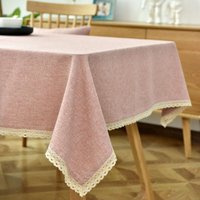 Jn.songs - Tischdecke Rechteckige Leinenoptik Streifen Quaste Tischtuch Abwischbar Ölbeständig Fleckschutz Tischdecken Pflegeleicht Rosa - 130x160cm von JN.SONGS