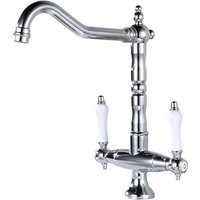 Wasserhahn Küche Vintage, Küchenarmatur 360° Drehbar, Zweigriffmischer Spültischarmatur Kaltes und Heißes Mischbatterie , G3/8 - Chrom Wasserhahn Küche Vintage, Küchenarmatur 360° Drehbar, Zweigriffmischer Spültischarmatur Kaltes und Heißes Mischbatterie , G3/8 - Chrom von JN.SONGS
