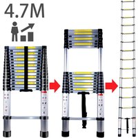 Klappbare Teleskopleiter, Multifunktionale Aluminium Heimwerker Teleskopstange mit 4,7M und 150 kg Belastung, Schwarz von JN.SONGS