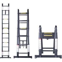 Teleskopische Aluminium-Klappleiter, Multifunktionale Klappleiter für Heimwerker 150 kg Belastung, Vollständig Schwarz - 3.8M(1.9+1.9) von JN.SONGS