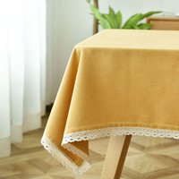 Tischdecke Rechteckige Leinenoptik Streifen Quaste Tischtuch Abwischbar Ölbeständig Fleckschutz Tischdecken Pflegeleicht Gelb - 130x200cm von JN.SONGS