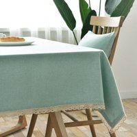 Jn.songs - Tischdecke Rechteckige Leinenoptik Streifen Quaste Tischtuch Abwischbar Ölbeständig Fleckschutz Tischdecken Pflegeleicht Grün - 90x150cm von JN.SONGS