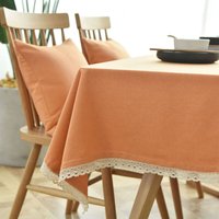 Tischdecke Rechteckige Leinenoptik Streifen Quaste Tischtuch Abwischbar Ölbeständig Fleckschutz Tischdecken Pflegeleicht Orange - 130x200cm von JN.SONGS