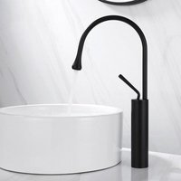 Waschtischarmatur Hoch Schwarz, Waschtisch Armatur, Hoher Auslauf Einhebelmischer, Badezimmer aus Messing mit Keramikkartusche von JN.SONGS