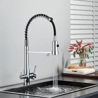 Jn.songs - Wasserhahn Küche, Küchenarmatur mit Ausziehbarer Handbrause, 360° Drehbar mit Zwei Wasserauslässen - Gebürsteter Nickel von JN.SONGS