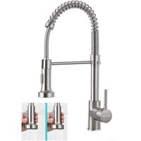 Wasserhahn Küche mit Spiralfeder Gebürsteter Nickel Küchenarmatur mit Brause Ausziehbar 360° Schwenkbar Spültischarmatur von JN.SONGS
