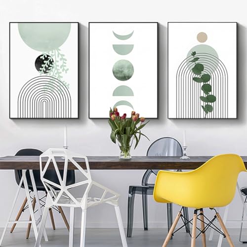 Aesthetic Pflanze Bilder Boho Deko Bilder Moderne Abstrakt Kunst Wandbilder Bohemian Poster Set,Ohne Rahmen (Set-01,40x60cm*3Pcs) von JNAOZI