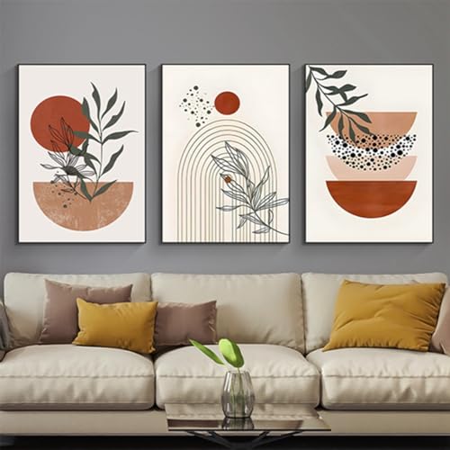 Aesthetic Pflanze Bilder Boho Deko Bilder Moderne Abstrakt Kunst Wandbilder Bohemian Poster Set,Ohne Rahmen (Set-06,50x70cm*3Pcs) von JNAOZI