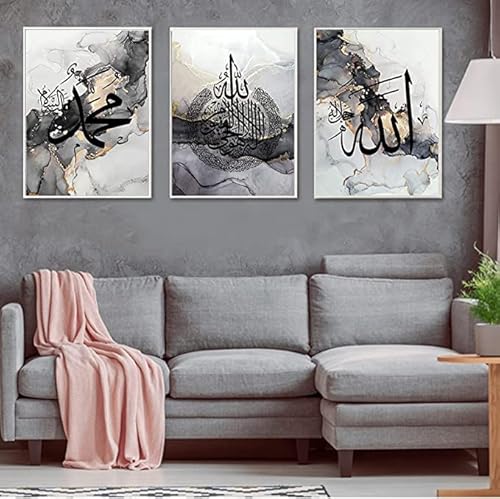 JNAOZI Islamische Wandbildr Set,Arabische Leinwand Malerei Bilder,Leinwand Drucke für Schlafzimmer Küche Esszimmer und Büro,Kein Rahmen. (50x70cm*3)… von JNAOZI