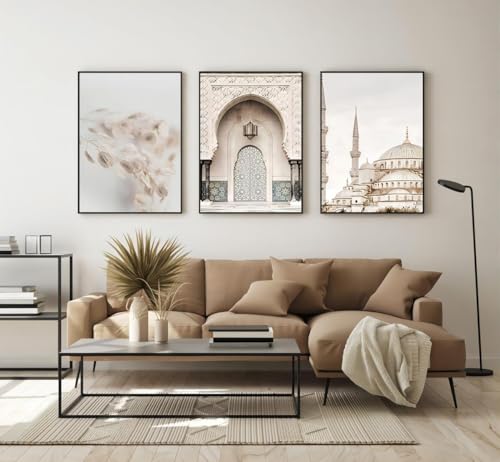 JNAOZI Islamischen Leinwand Malerei, 3er Poster Set Wandbilder muslimische Wandkunst Druck Bilder, Modern Wanddeko Bilder，kein Rahmen (30x40cm*3)… von JNAOZI