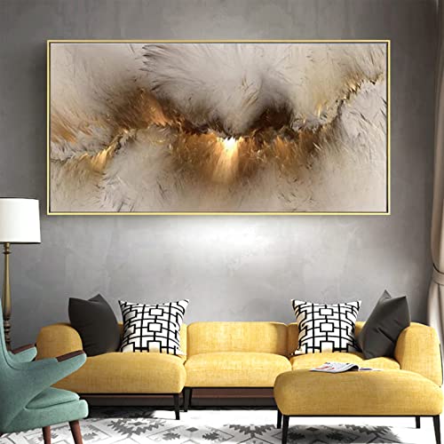 JNAOZI Leinwandbild Abstrakte Wandkunst，Abstrakte Bilder Wohnzimmer Leinwand Gold,Schlafzimmer Drucken Posterbild Kunstwerke für Küche Wanddekor,Ohne Rahmen (80x160cm) von JNAOZI