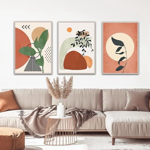 Moderne Abstrakt Kunst Wandbilder Aesthetic Blumen und Pflanzen Bilder Boho Deko Bilder Bohemian Strand Poster Set,Ohne Rahmen (Poster-05,40x60cm*3Pcs) von JNAOZI