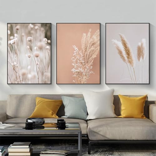 Moderne Abstrakt Kunst Wandbilder Aesthetic Blumen und Pflanzen Bilder Boho Deko Bilder Bohemian Strand Poster Set,Ohne Rahmen (Poster-07,50x70cm*3Pcs) von JNAOZI