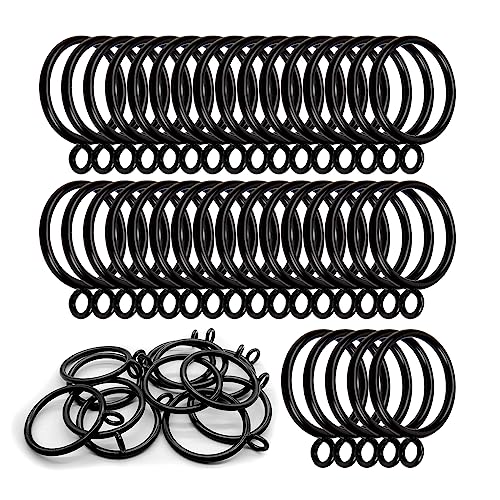 JNBGTU 50 Stücke Vorhang Ringe Schwarz Vorhang Hängend Gardinenringe 38mm Innendurchmesser Metall Vorhang Ringe mit Clip für Fenstervorhang Bettvorhang Duschvorhang von JNBGTU