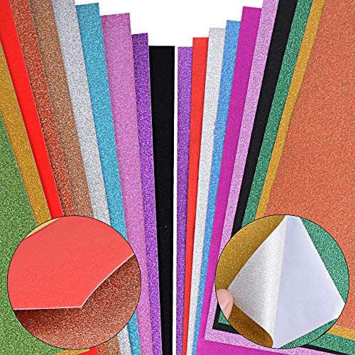 20 Blatt Glitzerpapier zum Basteln Glanzpapier 10 Bastelpapier Selbstklebend Dekopapier Weihnachten Basteln Glitzer Papier Glitter Klebefolie für DIY Handwerk Grußkarten Scrapbooking von JNCH