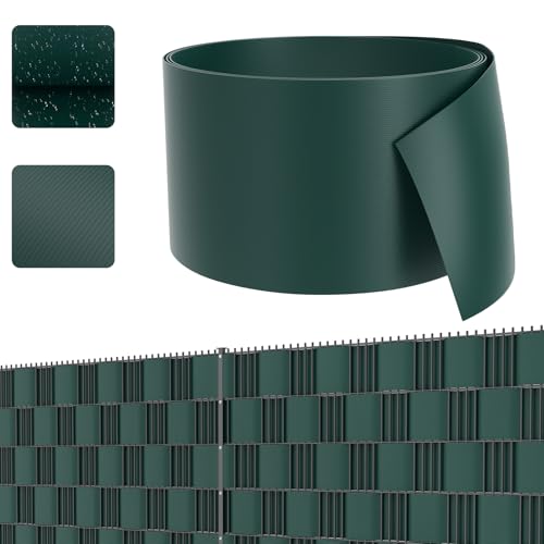 JNGLGO 10x Hart PVC Sichtschutzstreifen Zaun 2,5m x 19cm für Doppelstabmatten, Sichtschutz Zaunfolie Wetterfest Windschutz, Garten/Balkon/Terrasse/Schwimmbad Gartenzaun, Grün von JNGLGO