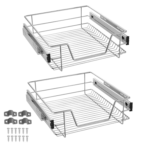 JNGLGO 2x Teleskopschublade Küchenschublade für 50 cm Schrank Küchenschrank Korbauszug Vollauszug 20kg Belastbar Schrankauszug von JNGLGO