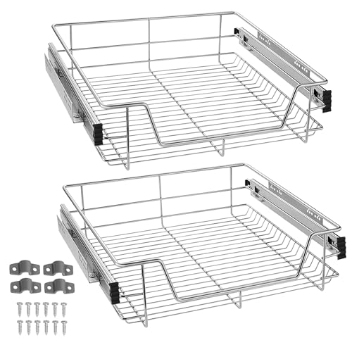 JNGLGO 2x Teleskopschublade Küchenschublade für 60 cm Schrank Küchenschrank Korbauszug Vollauszug 20kg Belastbar Schrankauszug von JNGLGO