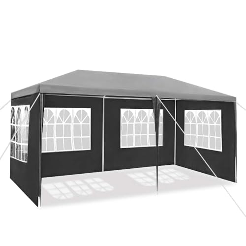 JNGLGO 3x6m Pavillon Partyzelt Wasserdicht Faltpavillon UV Schutz Zelt mit 6 Seitenwänden Stabil Gartenpavillon Winterfest für Hochzeit Camping Party, 3x6m Anthrazit von JNGLGO