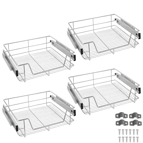 JNGLGO 4x Teleskopschublade Küchenschublade für 60 cm Schrank Küchenschrank Korbauszug Vollauszug 20kg Belastbar Schrankauszug von JNGLGO
