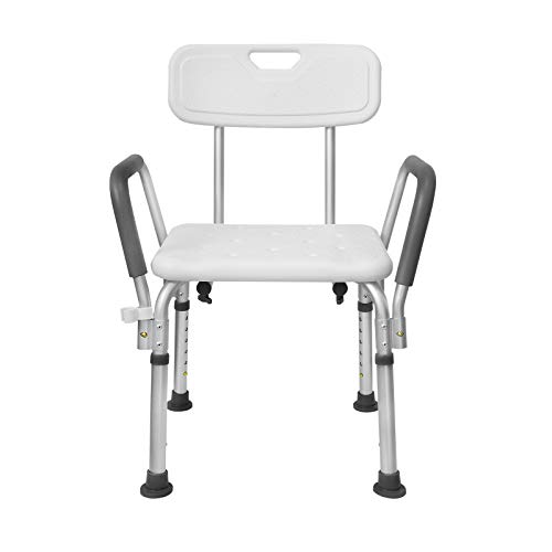 JNGLGO Duschhocker Höhenverstellbar Duschstuhl Aluminium-Rahmen rutschfest Badhocker Ergonomisch Duschsitz mit Arm- und Rückenlehnen von JNGLGO