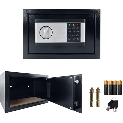 JNGLGO Elektronischer Safe Tresor Feuerfest Wasserdicht Möbeltresor Digitaler Tresor Wandtresor mit elektronischem Zahlenschloss & 2 Schlüsseln für Büros Hotels Zuhause 12L - 31 x 20 x 20 cm von JNGLGO