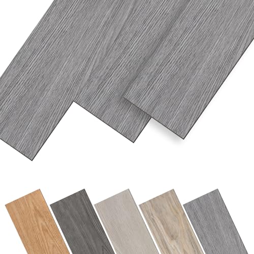 JNGLGO PVC Bodenbelag Vinylboden Selbstklebende Vinyl-Fliesen mit Holz-Optik Wasserdicht Bodenfliesen Rutschfest PVC Boden, 91,44 x 15,24 x 0,2 cm - 18 Stück 2,5 m², Grau JNGLGO PVC Bodenbelag Vinylboden Selbstklebende Vinyl-Fliesen mit Holz-Optik Wasserdicht Bodenfliesen Rutschfest PVC Boden, 91,44 x 15,24 x 0,2 cm - 18 Stück 2,5 m², Grau von JNGLGO