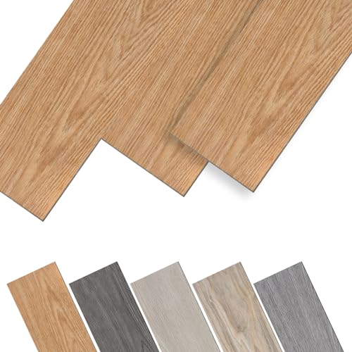 JNGLGO PVC Bodenbelag Vinylboden Selbstklebende Vinyl-Fliesen mit Holz-Optik Wasserdicht Bodenfliesen Rutschfest PVC Boden, 91,44 x 15,24 x 0,2 cm - 18 Stück 2,5 m², Warm Oak JNGLGO PVC Bodenbelag Vinylboden Selbstklebende Vinyl-Fliesen mit Holz-Optik Wasserdicht Bodenfliesen Rutschfest PVC Boden, 91,44 x 15,24 x 0,2 cm - 18 Stück 2,5 m², Warm Oak von JNGLGO