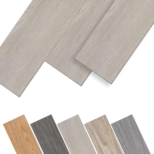 JNGLGO PVC Bodenbelag Vinylboden Selbstklebende Vinyl-Fliesen mit Holz-Optik Wasserdicht Bodenfliesen Rutschfest PVC Boden, 91,44 x 15,24 x 0,2 cm - 36 Stück 5 m², Beigegrau JNGLGO PVC Bodenbelag Vinylboden Selbstklebende Vinyl-Fliesen mit Holz-Optik Wasserdicht Bodenfliesen Rutschfest PVC Boden, 91,44 x 15,24 x 0,2 cm - 36 Stück 5 m², Beigegrau von JNGLGO