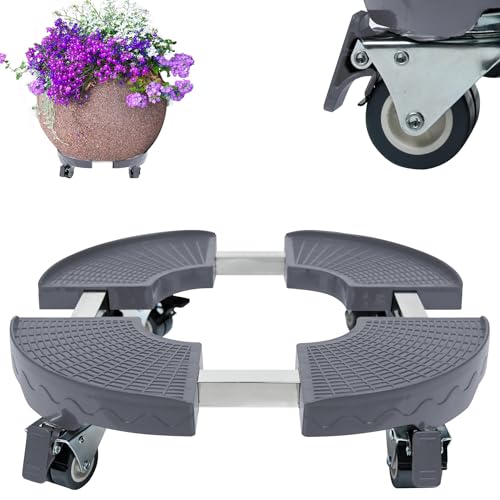 JNGLGO Pflanzenroller mit Verstellbarem Durchmesser 39-52 cm, Blumenroller mit 360° Rollen, Blumen- und Pflanzenständer, Rollbrett für Pflanzgefäße und Haushaltsgeräte, bis 300 kg, Grau JNGLGO Pflanzenroller mit Verstellbarem Durchmesser 39-52 cm, Blumenroller mit 360° Rollen, Blumen- und Pflanzenständer, Rollbrett für Pflanzgefäße und Haushaltsgeräte, bis 300 kg, Grau von JNGLGO