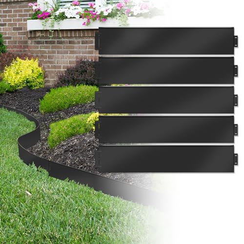 JNGLGO Rasenkante Metall Verzinkt 15 Meter 100x18cm Beeteinfassung Beetumrandung Mähkante Garten Palisade Gartenbeet Schwarz【Länge 15m - Höhe 18cm】 von JNGLGO