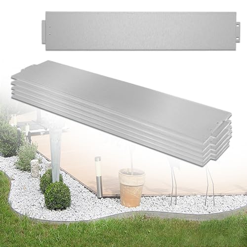 JNGLGO Rasenkante Metall Verzinkt 5 Meter 100x15cm Beeteinfassung Beetumrandung Mähkante Garten Palisade Gartenbeet Silber【Länge 5m - Höhe 15cm】 von JNGLGO