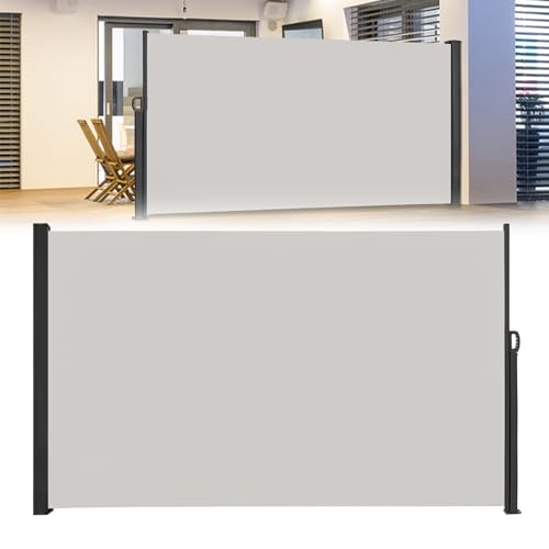 JNGLGO Seitenmarkise Ausziehbar 180 x 300 cm Sichtschutz Sonnenschutz Markise Windschutz Seitenrollo Seitenwandmarkise für Balkon Terrasse Garten, Grau von JNGLGO