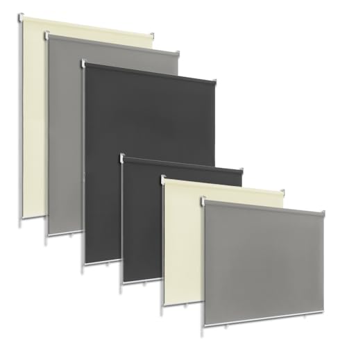 JNGLGO Verdunkelungsrollo Außenrollo Thermorollo Rollos für Fenster Seitenzugrollo Fensterrollo Sichtschutz Sonnenschutz Verdunklungsrollo für Innen und Außen, 140 x 140 cm, Grau von JNGLGO