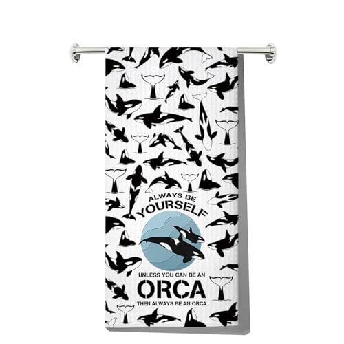 JNIAP Orca Küchentuch Orca Walliebhaber Geschenk Killer Wal Geschirrtuch Orca Wal Geschenke Orca Küchenzubehör Killerwal Geschenke (ORCA KT) von JNIAP