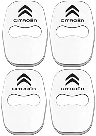 4 Stück Auto Türschloss Abdeckung für Citroen C4 C3-XR C5 Aircross c6 c-Quatre Picasso c-Elysee C4L C3L, Edelstahl Door Lock Cover, Türverriegelung Protection Rostfreier Abdeckung Aufkleber,C Silver von JNIGEL